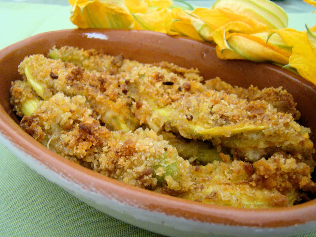 Fiori di zucca ripieni cotti al forno