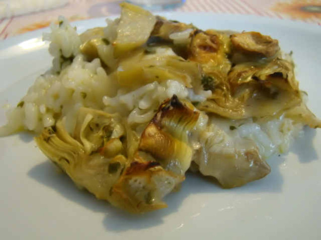 Riso al forno con carciofi