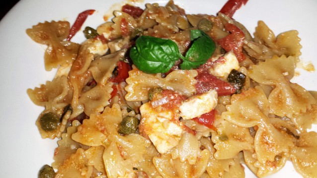 Farfalle integrali con sughetto di pesce spada